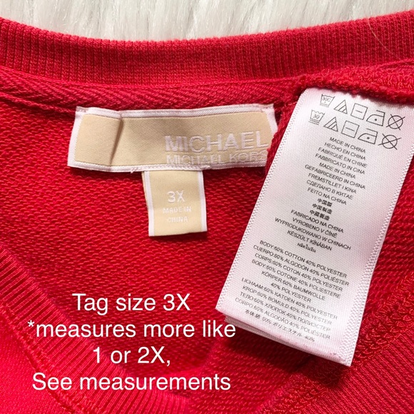 SOLD-Michael Kors Bling Studded Embellished Logo Red Pullover Sweatshirt - Picture 7 of 8